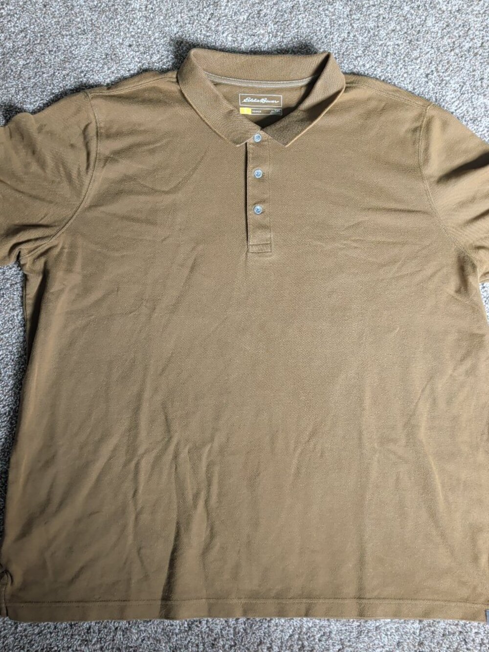 Eddie Bauer 3-Button Cotton Knit Tall 3XL Short Sleeve Olive Green Polo Shirt